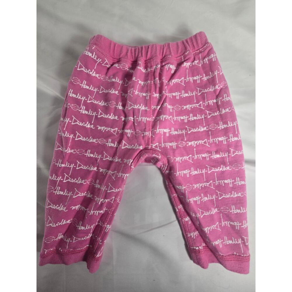 Harley Davidson Baby Pants 6/9 Months Pink Logo Infant Motorcycle Lounge Pants